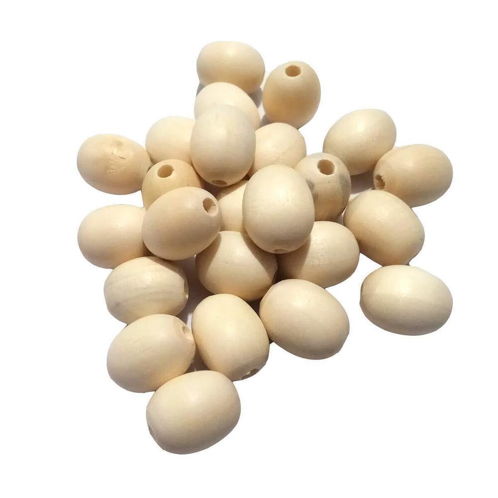 8549 100pcs Unfinished 15mm Natural Oval Wooden Beads Egg Shaped Rugby Wood
